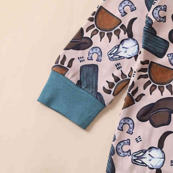 COWBOYS & CACTUS - Long Sleeve Baby Romper