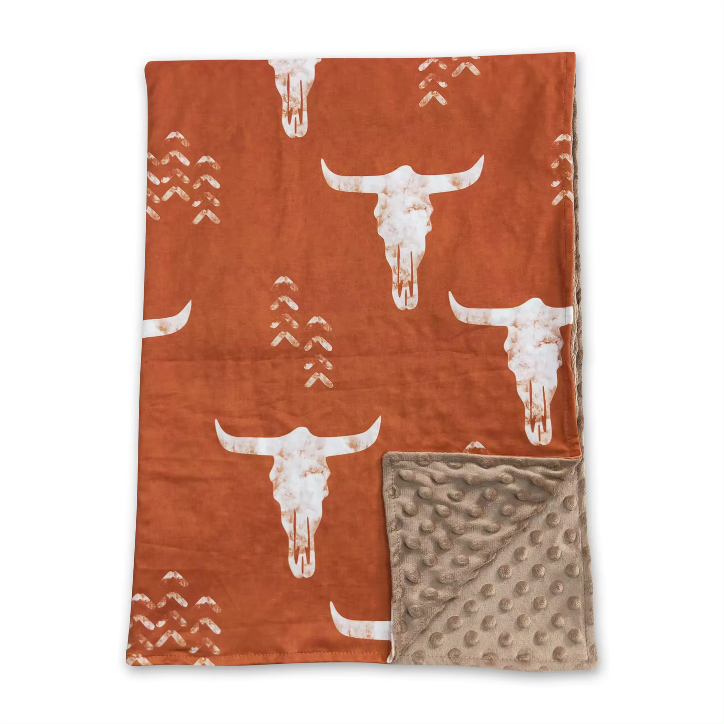 COWBOY BULL SKULL - Minky Western Baby Pram Blanket