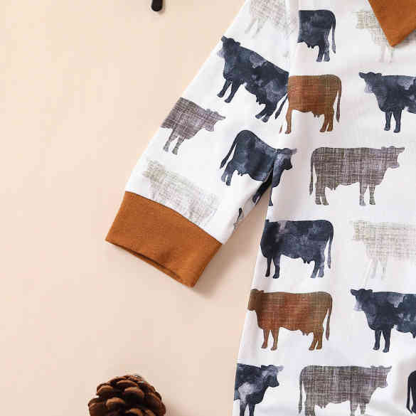 COW CRAZY - Long Sleeve Baby Romper