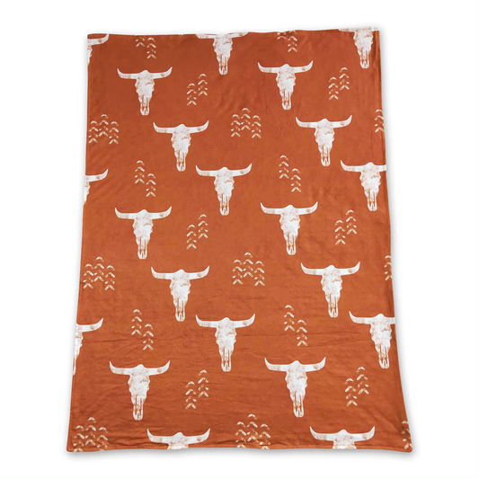 COWBOY BULL SKULL - Minky Western Baby Pram Blanket